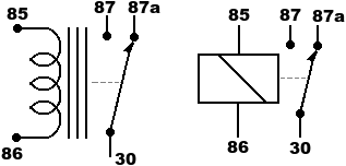 diagrama de relay automotriz N.O. y N.C.