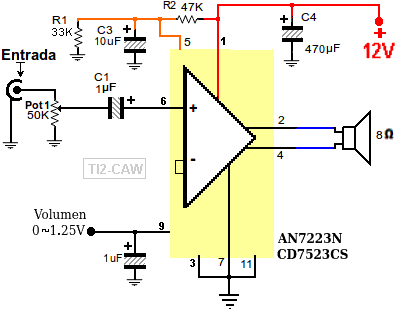 diagrama de AN7523N y CD7523CS